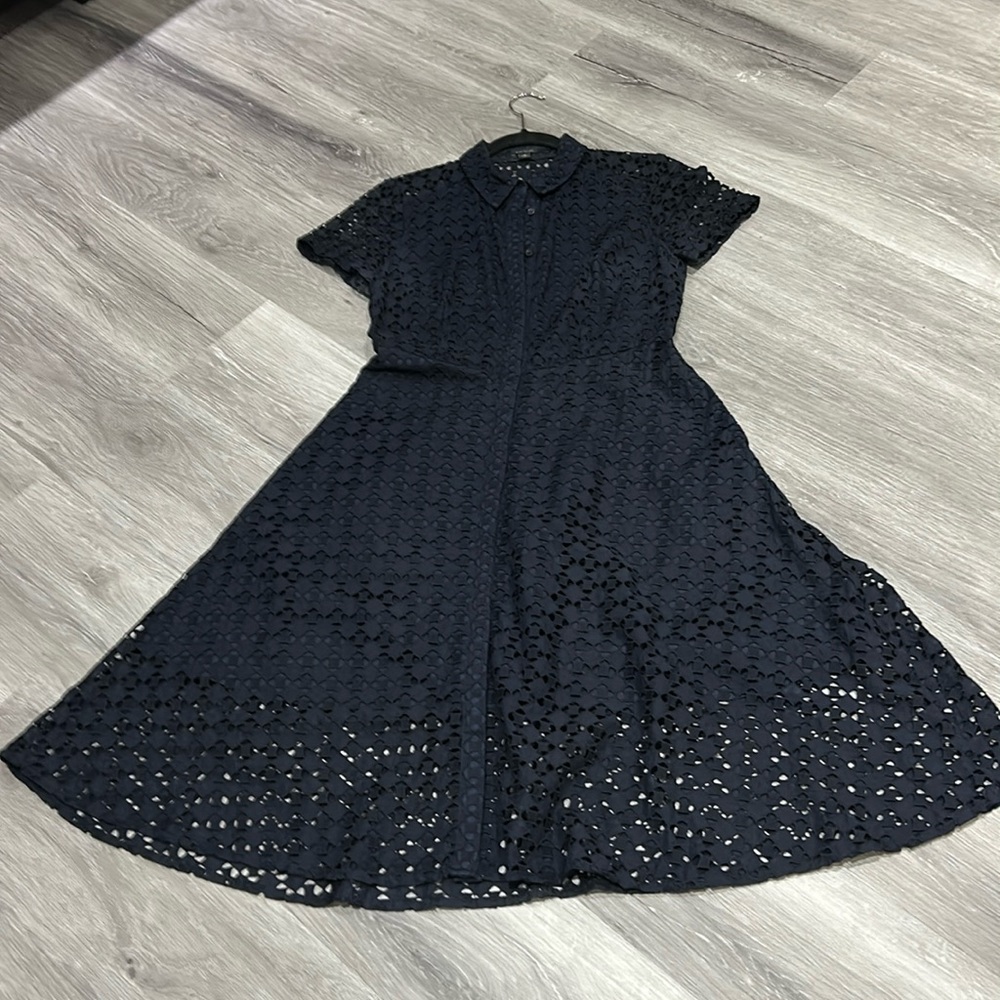 Short-sleeve, a-line, eyelet dress